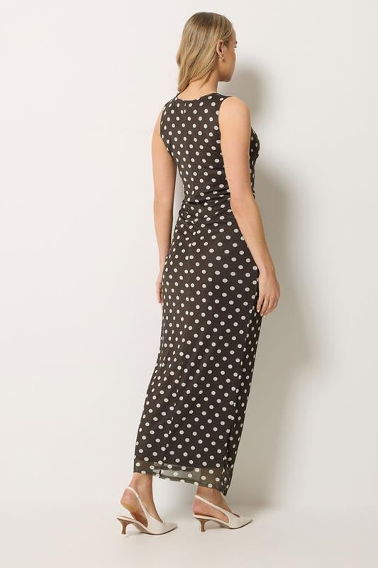 LTS Tall Women's Chocolate Brown Polka Dot Twist Maxi Dress | Long Tall Sally 2
