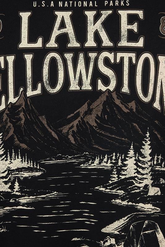 KAM Big & Tall Jet Black Lake Yellowstone Graphic T-Shirt | BadRhino 3