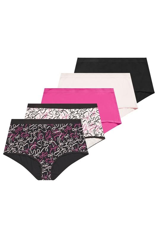  YOURSET Curve 5 PACK Black Bow Print Full Briefs
