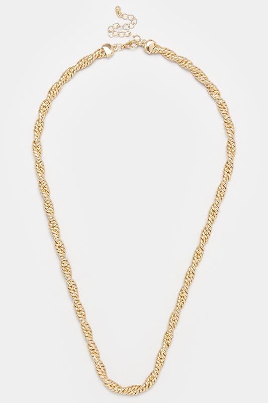 Gold Tone Twisted Rope Chain Necklace | Yours Clothing 1