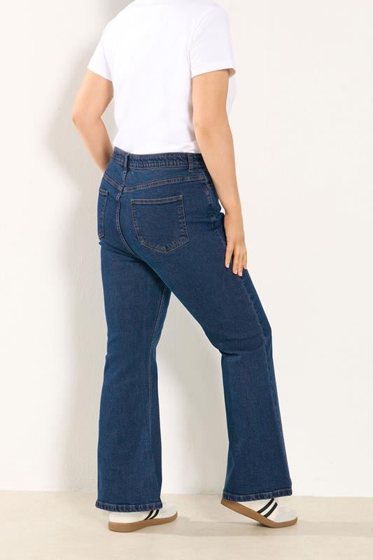 YOURS Plus Size Mid Blue Wash Flare Stretch Jeans | Yours Clothing 2
