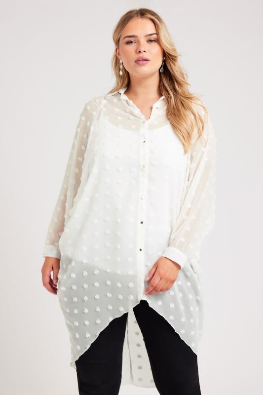 YOURS LONDON Plus Size White Longline Batwing Sleeve Shirt  | Yours Clothing 1