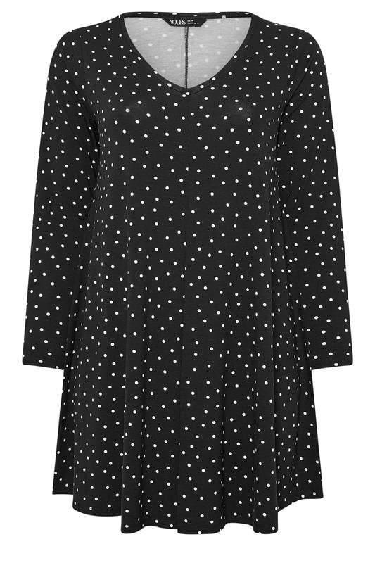 YOURS Plus Size Black Polka Dot Pleat Front Dress | Yours Clothing 5