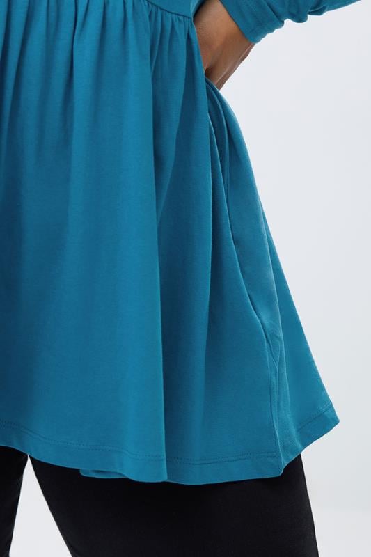 YOURS Plus Size Blue Long Sleeve Peplum Top | Yours Clothing 4