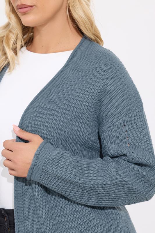 YOURS Plus Size Essential Light Blue Knitted Cardigan | Yours Clothing 4