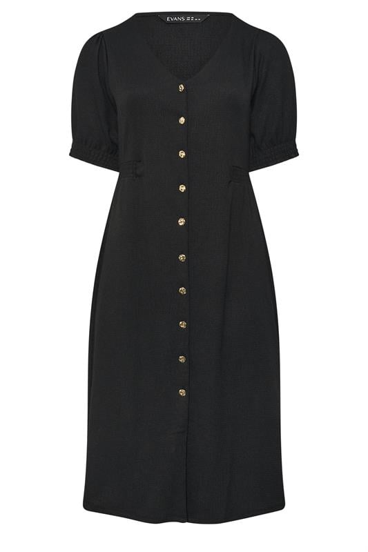 EVANS Curve Black Button Through Midi Dress | Evans 5