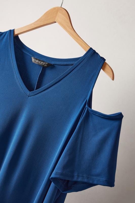 EVANS Curve Cobalt Blue Cold Shoulder Top | Evans 7