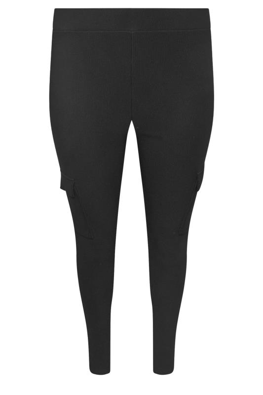 YOURS Plus Size Black Cargo Leggings | Yours Clothing 5