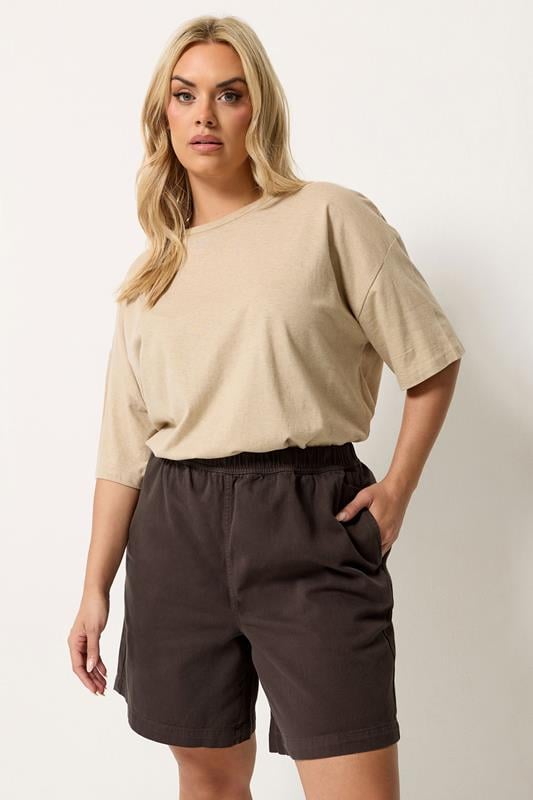  YOURS Curve Chocolate Brown Denim Shorts
