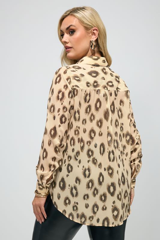 YOURS LONDON Plus Size Natural Brown Watercolour Animal Shirt | Yours Clothing 2