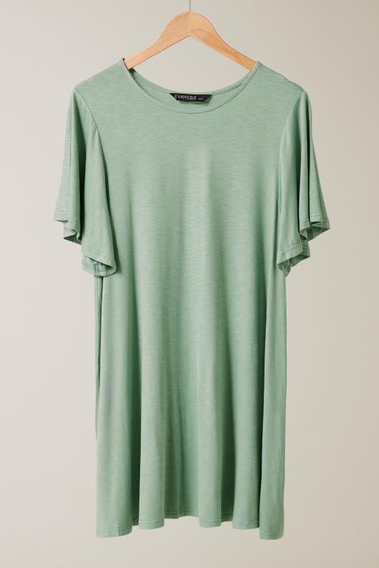 EVANS Plus Size Sage Green Angel Sleeve Top | Evans 5