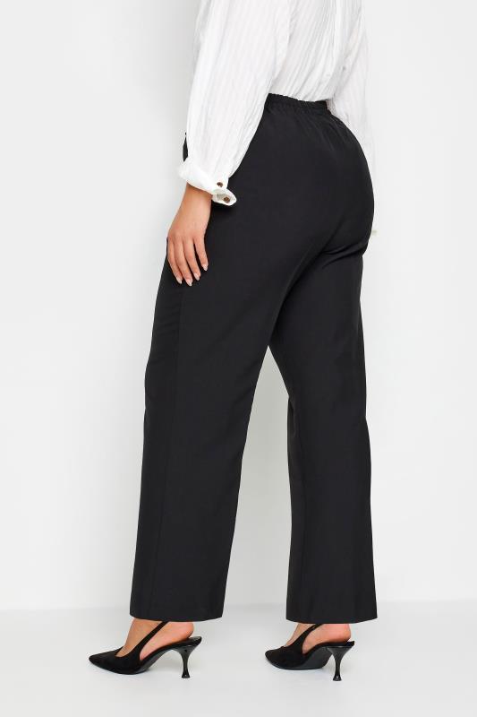 Plus Size Black Elasticated Stretch Straight Leg Trousers | Yours Clothing 3