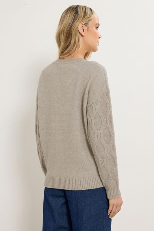 LTS Tall Natural Brown Cable Knit Jumper | Long Tall Sally 2