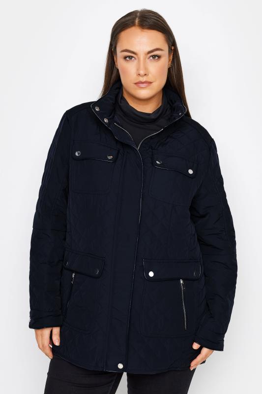 Plus Size  Evans Navy Blue Lightweight Quilted Jacket