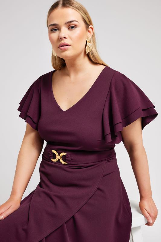 YOURS LONDON Plus Size Purple Buckle Dipped Hem Midi Dress | Yours Clothing 4