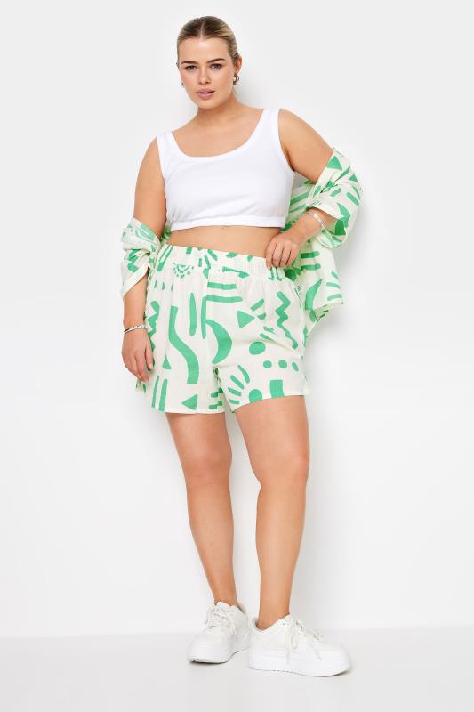 LIMITED COLLECTION Plus Size White Abstract Print Shorts | Yours Clothing 2