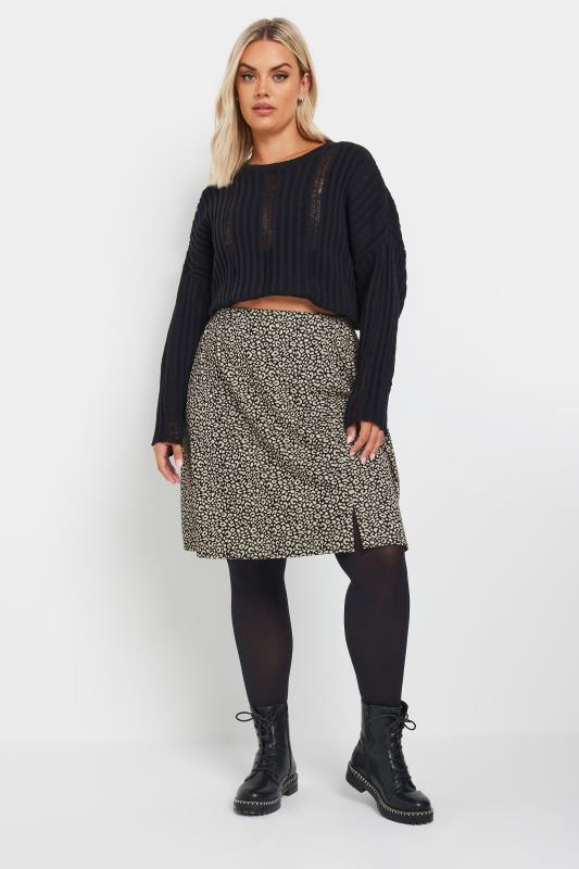 YOURS Plus Size Natural Brown Leopard Print Mini Skirt | Yours Clothing  2