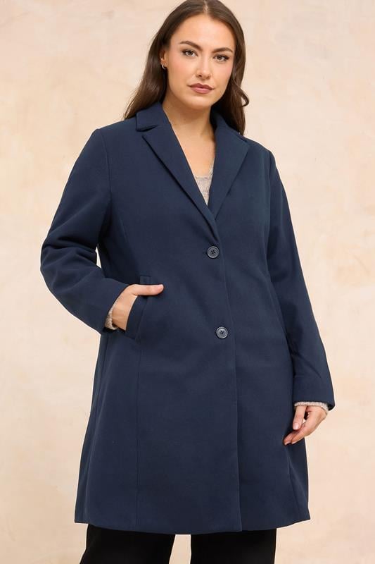 Plus Size  EVANS Curve Navy Blue City Coat
