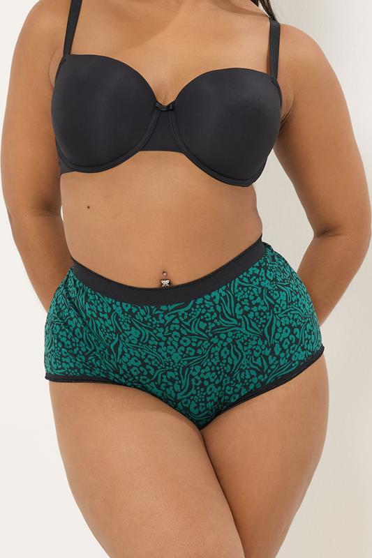 YOURSET 5 PACK Plus Size Teal Green Animal Print Full Briefs | Yours Clothing 2