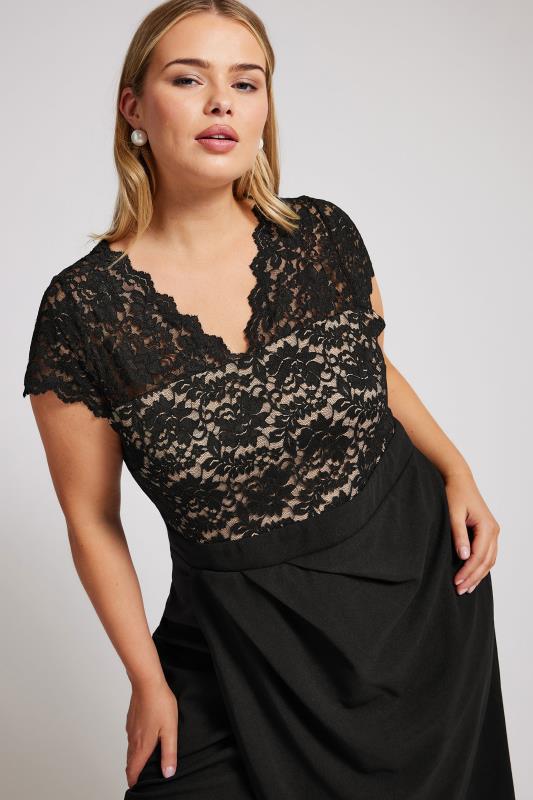 YOURS LONDON Plus Size Black Lace Midi Dress | Yours Clothing 2