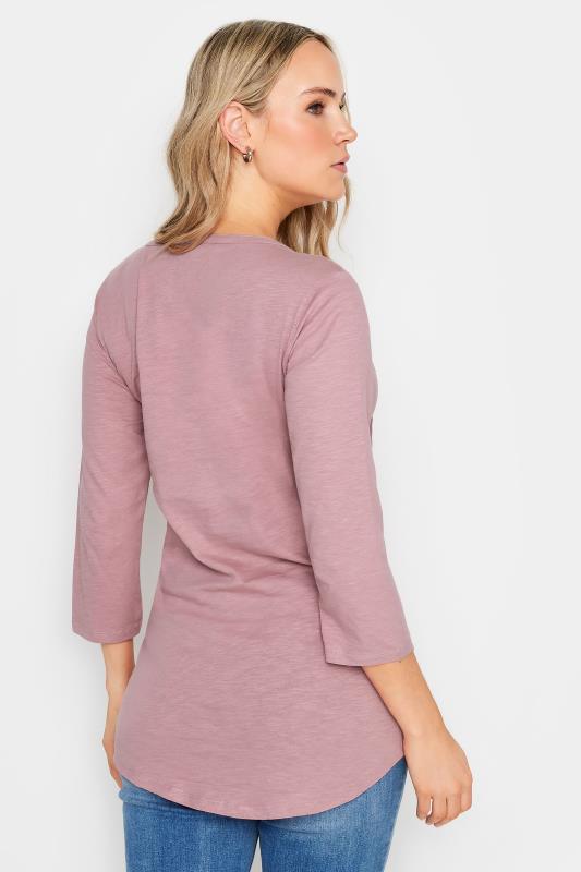 LTS Tall Womens Pink Cotton Henley Top | Long Tall Sally 3