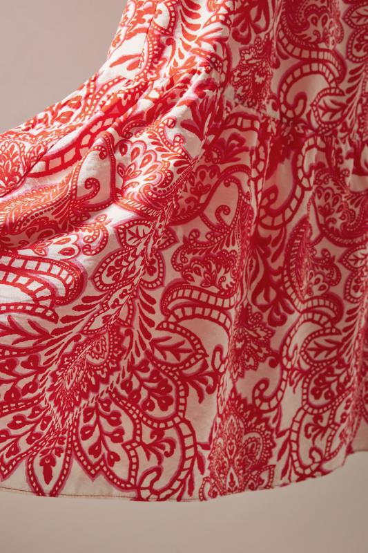 EVANS Plus Size Red Paisley Print Midi Shirt Dress | Evans 9