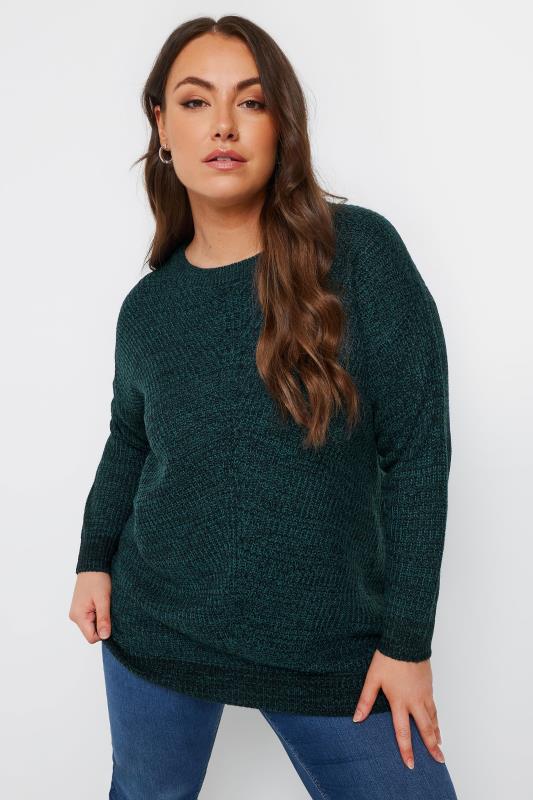 YOURS Plus Size Essential Dark Green Knitted Jumper | Yours Clothing 1