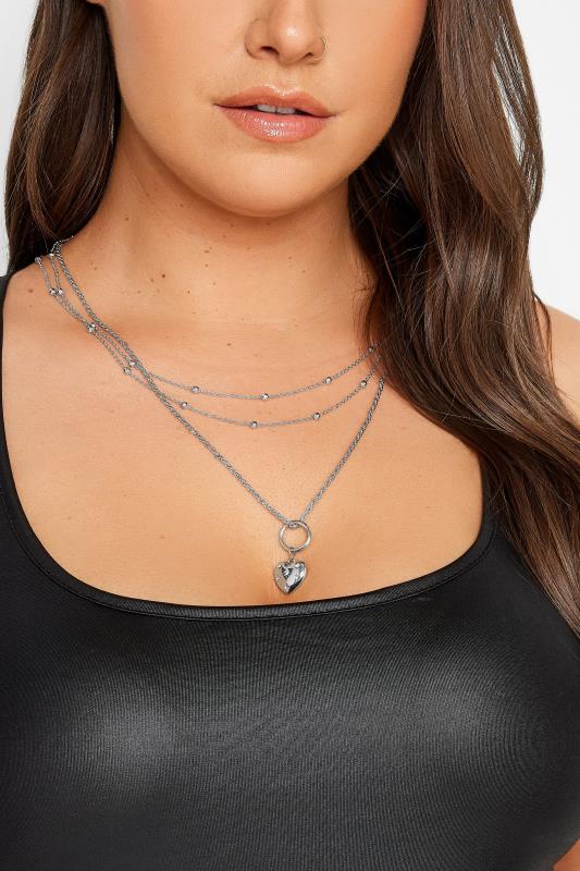 Plus Size  Yours 3 PACK Silver Tone Heart Necklace Set