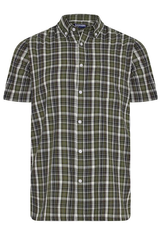 BadRhino Big & Tall Green Check Print Short Sleeve Shirt | BadRhino 5