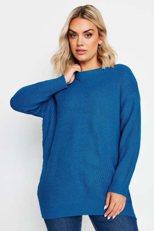 YOURS Plus Size Cobalt Blue Essential Long Sleeve Knitted Jumper | Yours Clothing 3