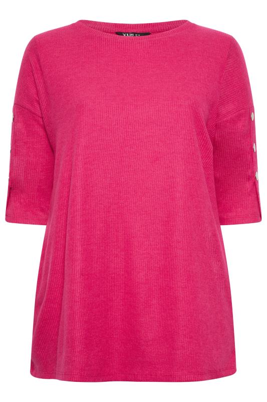 YOURS Plus Size Pink Soft Touch Button Top | Yours Clothing 5