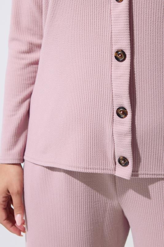 LIMITED COLLECTION Plus Size Pink Ribbed Button Cardigan | Yours Clothing 4