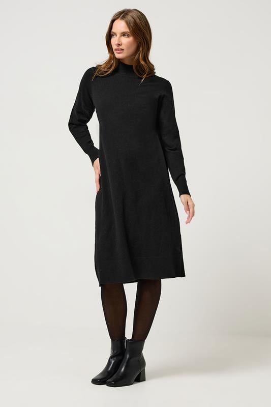  M&Co Black Funnel Neck Jumper Dress