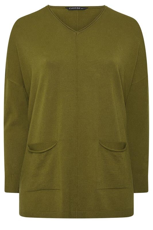  EVANS Curve Moss Green Seam Detail Jumper