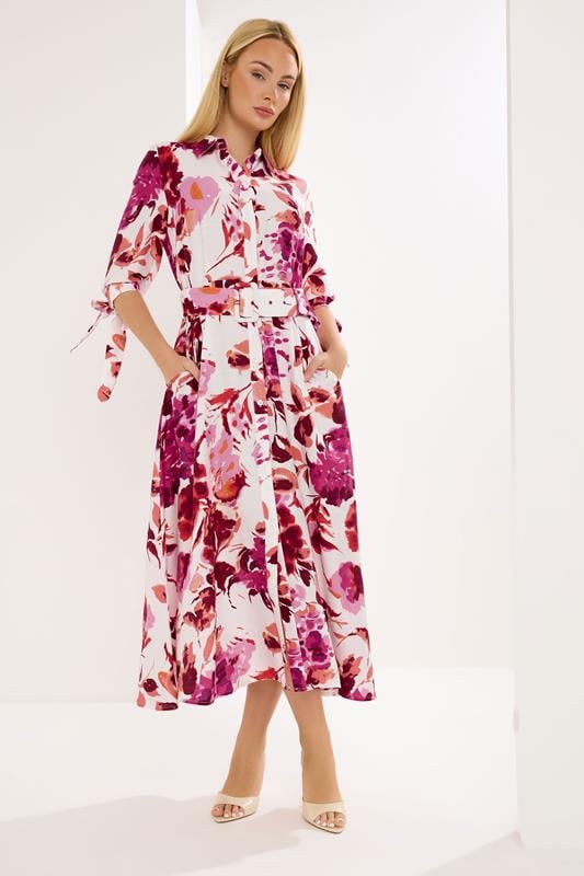  STAR Pink Floral Shirt Dress