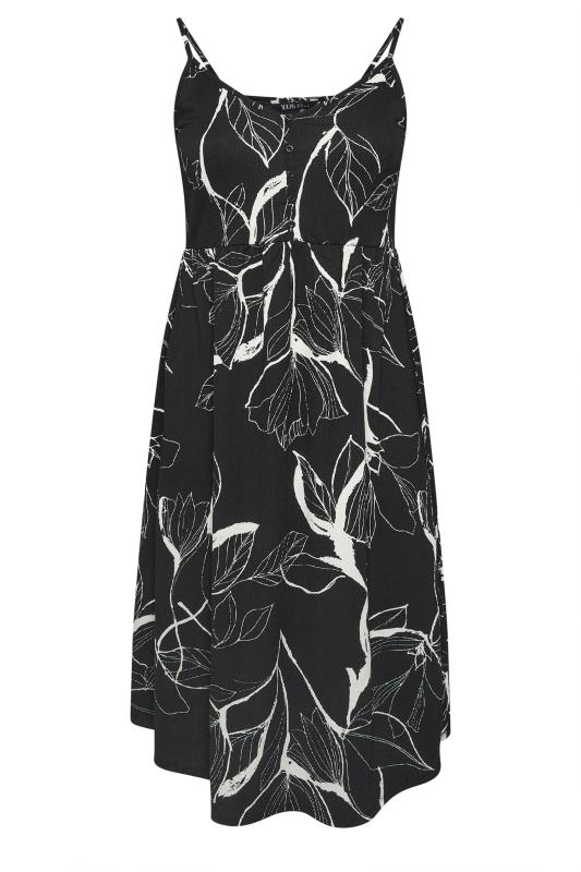 YOURS Plus Size Black Strappy Floral Print Sundress | Yours Clothing 1