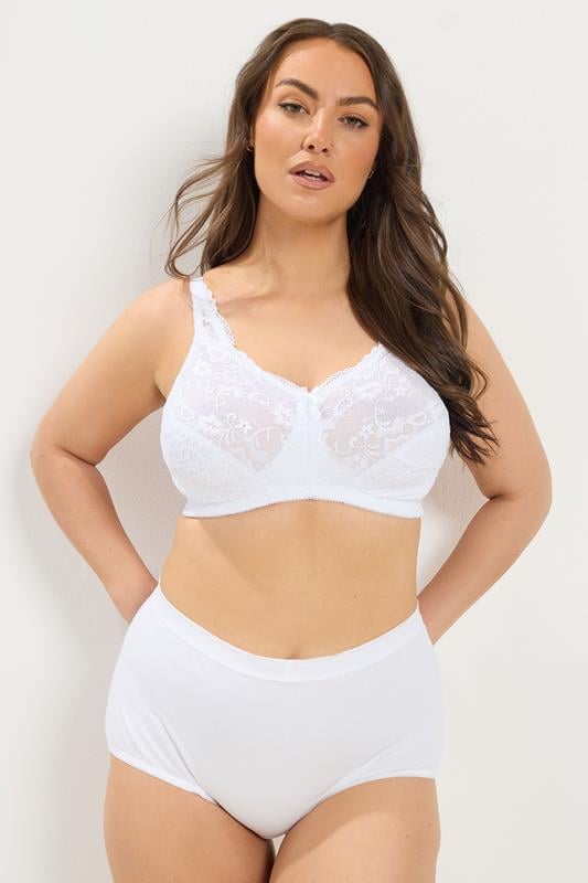 YOURS Plus Size White Lace Non-Padded Non-Wired Full Cup Bra | Yours Clothing 1
