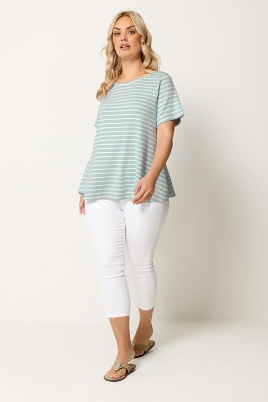 YOURS Plus Size Blue Stripe Swing Top | Yours Clothing 1