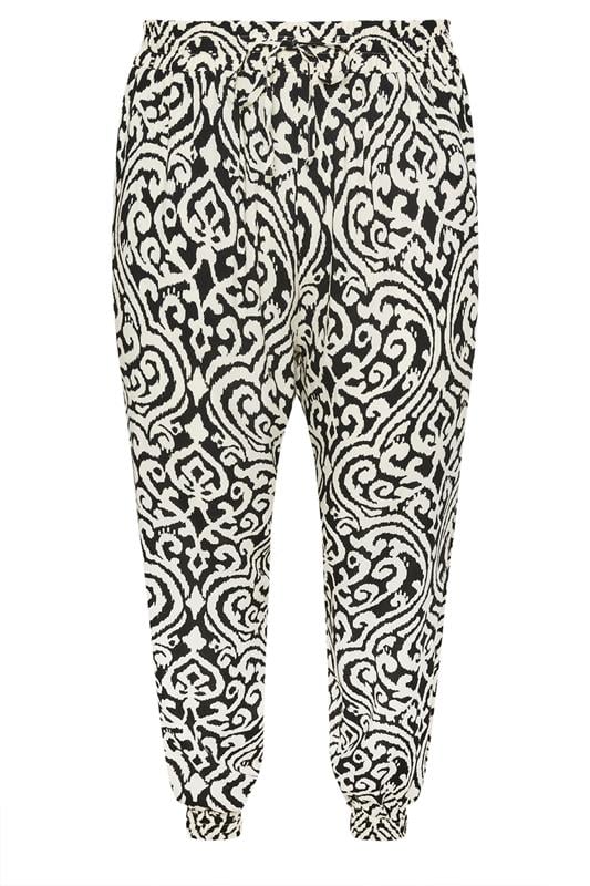 EVANS Plus Size Black Ikat Print Cuffed Harem Trousers | Evans  5