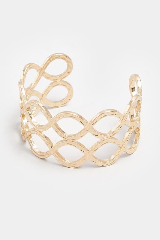 Gold Tone Textured Twist Cuff Bracelet