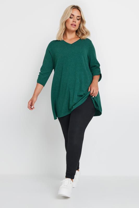 YOURS Plus Size Green Metallic Top | Yours Clothing 3