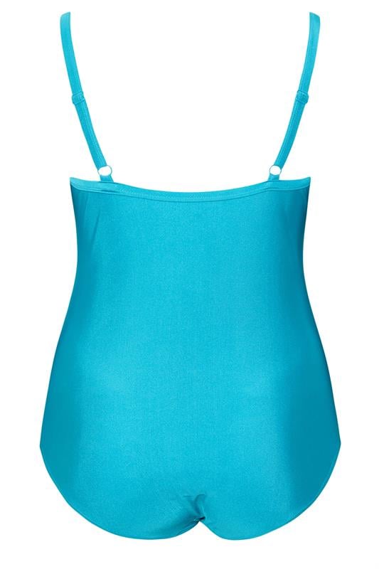 YOURS Plus Size Turquoise Blue Super Sculpt Crossover Swimsuit | Yours Clothing 8
