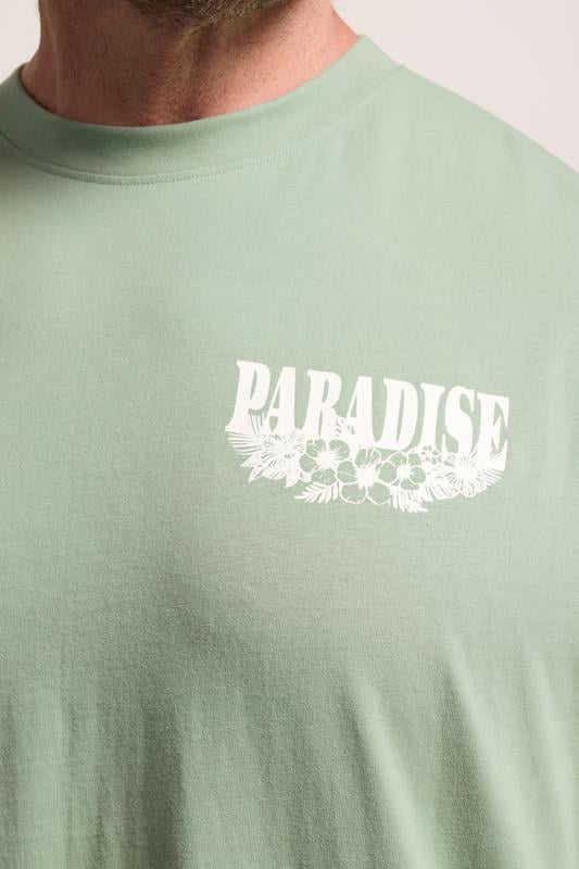 BadRhino Big & Tall Green Extra Long 'Paradise' Graphic T-Shirt 5