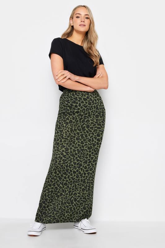 Tall  LTS Tall Khaki Green Animal Print Maxi Skirt
