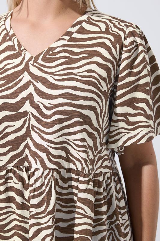 LIMITED COLLECTION Plus Size Brown Zebra Peplum Top | Yours Clothing 4