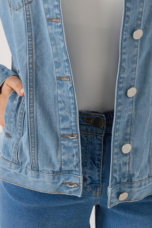 LTS Tall Womens Blue Mid Wash Cotton Denim Jacket | Long Tall Sally 7