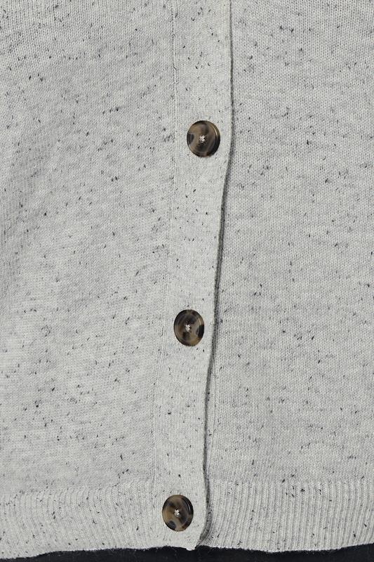 YOURS Plus Size Grey Speckled Button Through Cardigan | Yours Clothing 4