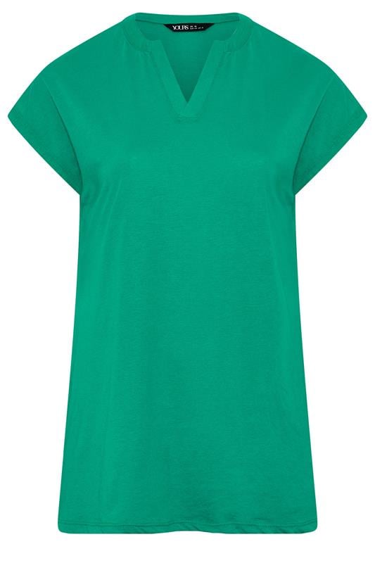 YOURS Plus Size Green Notch Neck T-Shirt | Yours Clothing 5