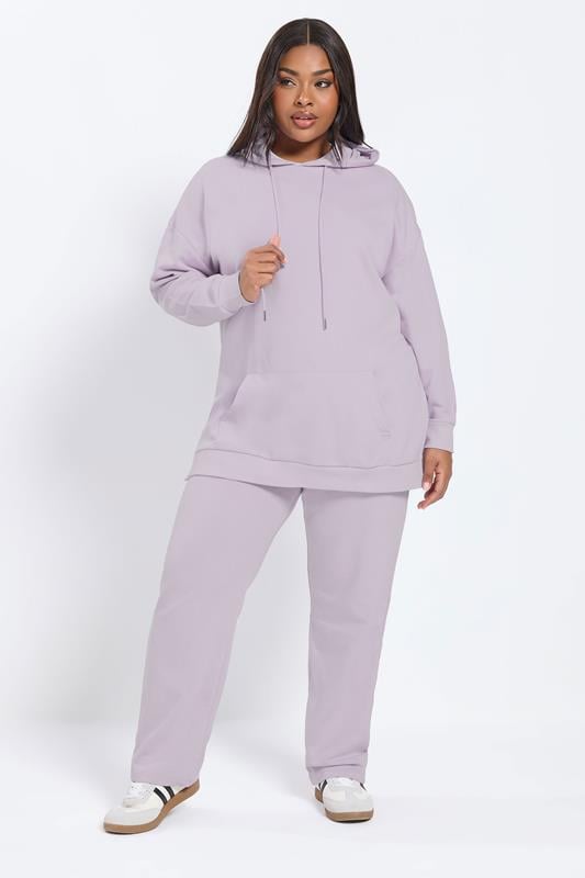 YOURS Plus Size Purple Tie Waist Joggers | Yours Clothing 2