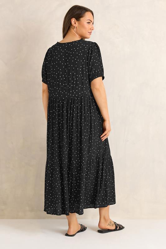 EVANS Plus Size Black Polka Dot Tiered Dress | Evans 2